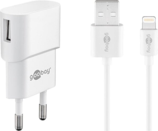 WENTRONIC Goobay Apple Lightning Ladeset 1 A 45295 USB-Ladegerät Steckdose Ausgangsstrom (max.) 1 A