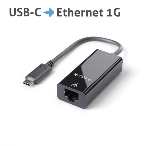 PURELINK Adapter 0,10m iSerie IS261 USB-C auf Ethernet(RJ45) schwarz