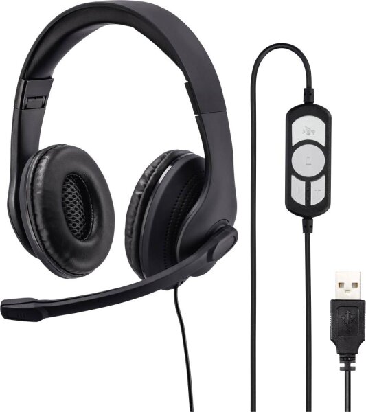 HAMA PC-Headset USB schnurgebunden, Stereo Hama On Ear Schwarz