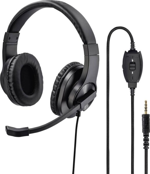 HAMA PC-Headset 3.5 mm Klinke schnurgebunden, Stereo Hama On Ear Schwarz