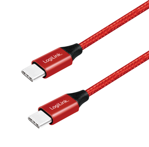 LOGILINK USB 2.0 Kabel, USB-C zu USB-C, rot, 0,3m