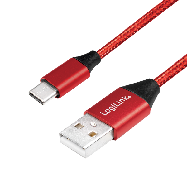 LOGILINK USB 2.0 Kabel zu USB-C Stecker, rot, 1,0m