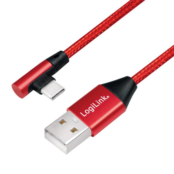 LOGILINK USB-Stecker USB 2.0 zu USB-C (90° gewinkelt) 1,0m