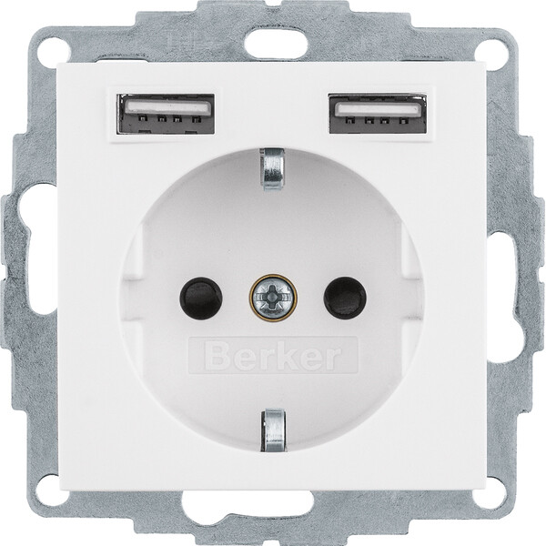 BERKER Steckdose SCHUKO/USB Q.x 48036089 polarw.samt