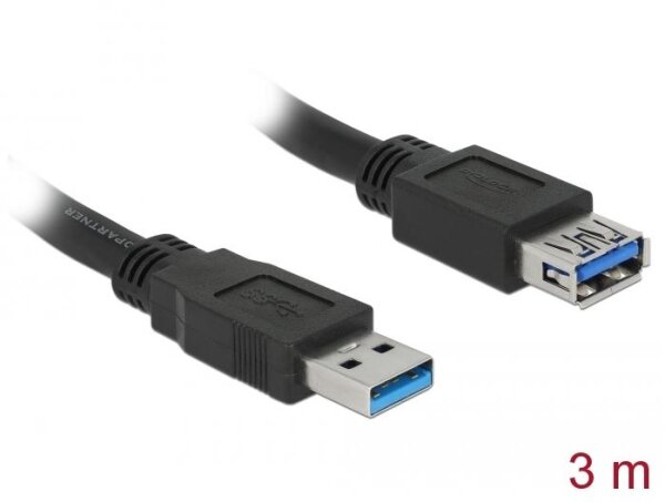 DELOCK Verlängerungskabel USB 3.0 Typ-A Stecker > USB 3.0 Typ-A Buchse 3,0 m schwarz