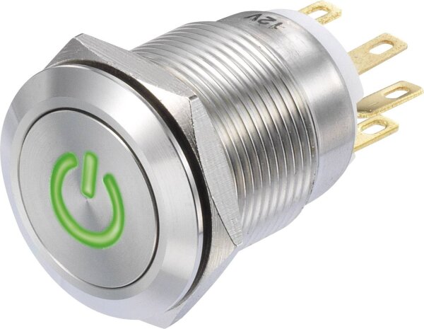 TRU COMPONENTS LAS1-GQF-11/G/12V Drucktaster 250 V/AC 3 A 1 x Ein/(Ein) IP65 tastend 1 Stück (TC-890