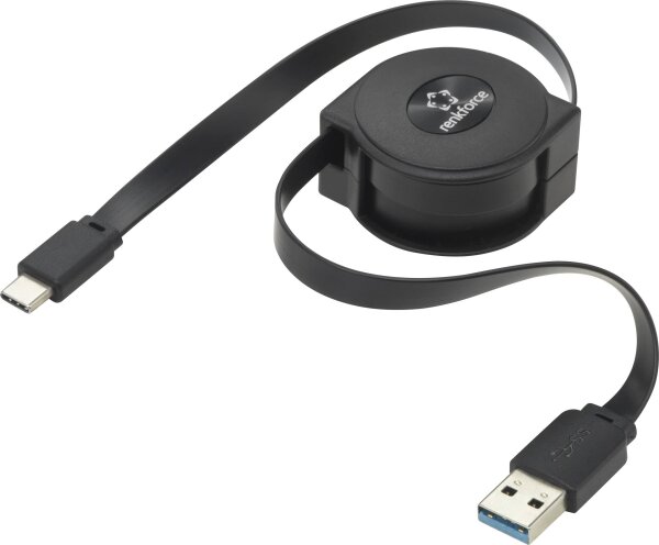 RENKFORCE USB 3.0 Anschlusskabel [1x USB 3.0 Buchse A - 1x USB 3.1 Stecker C] 0.80 m Schwarz