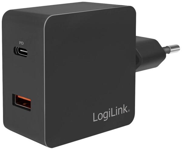 LOGILINK USB Wall Charger 2port,w/PD,USB-AF & USB-CF,18W,sch