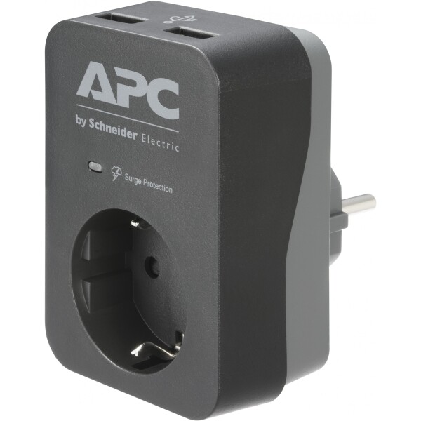 APC Essential SurgeArrest 1 Outlet 2 USB Ports Black 230V Germany