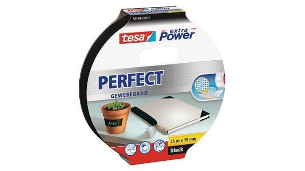 TESA extra Power Perfect Gewebeband 25m 19mm schwarz