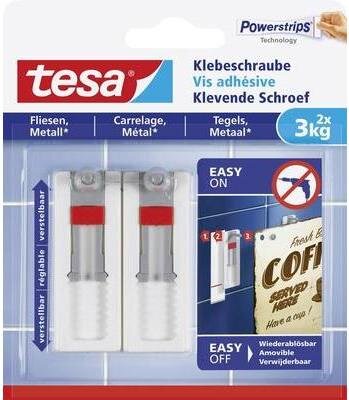 TESA Klebeschraube verstellbar Fliesen & Metall bis 3 kg 2 S