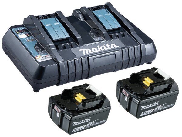 MAKITA MAKI Power Source Kit Li 18,0V 199482-2 5Ah inkl. Doppelladegerät & 2 Akkus im