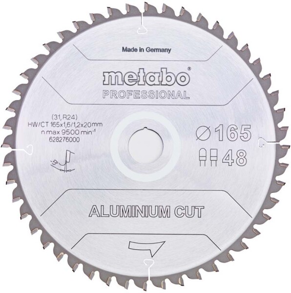 METABO Aluminium Cut Professional 628276000 Kreissägeblatt 165 x 20 x 1.2 mm Zähneanzahl: 48 1