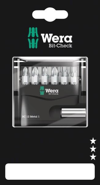 WERA Bit-Check 12 Metal 1 SB 05136393001 Bit-Set 12teilig 1/4"" (6.3 mm) inkl. Bithalter