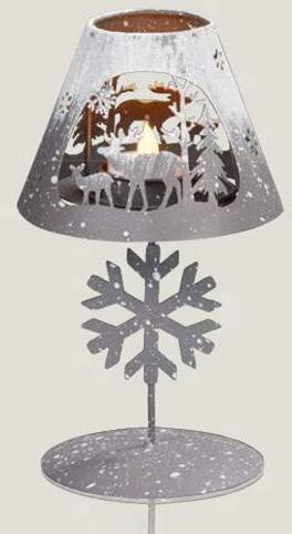 HELLUM 524123 LED-Tischlampe Rentierfamilie und Schneeflocke Warm-Weiß LED Grau, Weiß (frosted)