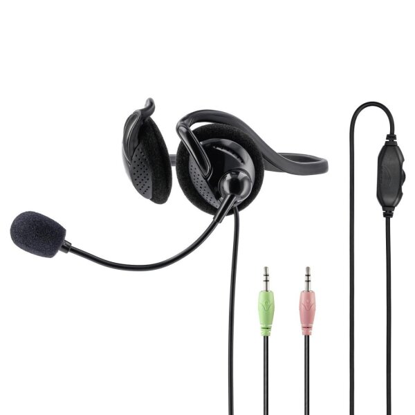 HAMA NHS-P100 PC-Headset 3.5 mm Klinke schnurgebunden, Stereo On Ear Schwarz