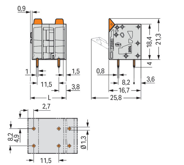 WAGO 2604-3503 Printklemme 4 mm² Polzahl 3 1 St.