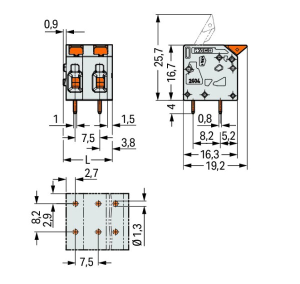 WAGO 2604-1309 Printklemme 4 mm² Polzahl 9 1 St.