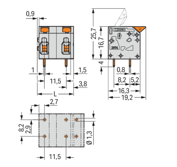 WAGO 2604-1502 Printklemme 4 mm² Polzahl 2 1 St.