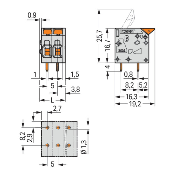 WAGO 2604-1106 Printklemme 4 mm² Polzahl 6 1 St.