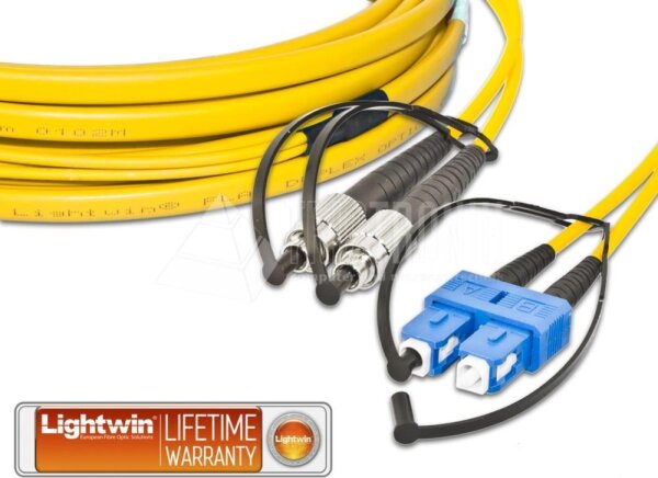 LIGHTWIN High Quality Flat-Duplex LWL Patchkabel, SM, FC - SC LWL Patchkabel (LDP-09 FC-SC 15.0 FD)