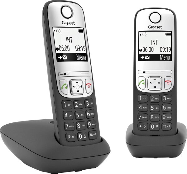 GIGASET A690 Duo Schnurloses Telefon analog Freisprechen, mit Basis, Wahlwiederholung Schwarz