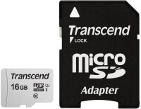 TRANSCEND SD microSD Card  16GB Transcend SDHC USD300S-A...