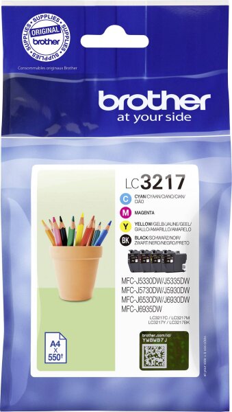 BROTHER LC3217 Value Pack 4er Pack Schwarz, Gelb, Cyan, Magenta Tintenpatrone