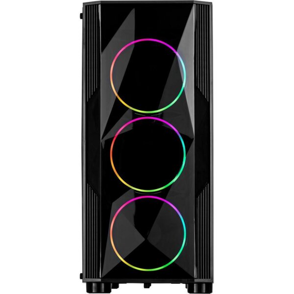 INTERTECH A-3401 Chevron Midi Tower ATX RGB Gaming Gehäuse mit Seitenfenster