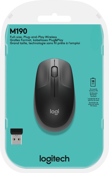 LOGITECH M190 Full-size wireless mouse - CHARCOAL