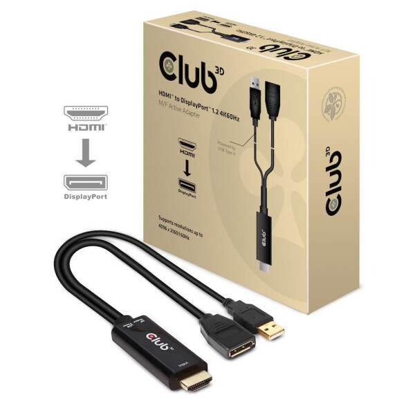 CLUB3D Adapter HDMI 2.0 > DP 1.2 4K@60Hz HDR aktiv St/Bu retail