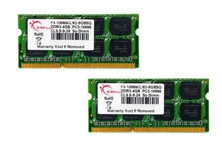 SODDR3 8GB Kit ( 2x 4GB) PC3-10667S CL9 G.Skill