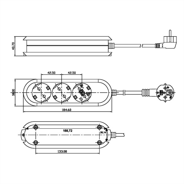 Bach SMART 3xSchuko weiß Strom 5,0m