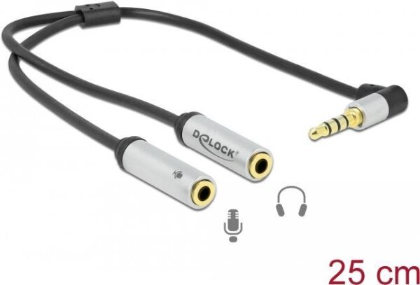 DELOCK Headset Adapter 1 x 3,5 mm 4 Pin Klinkenstecker zu 2 x 3,5 mm 3 Pin Klinkenbuchse (CTIA)