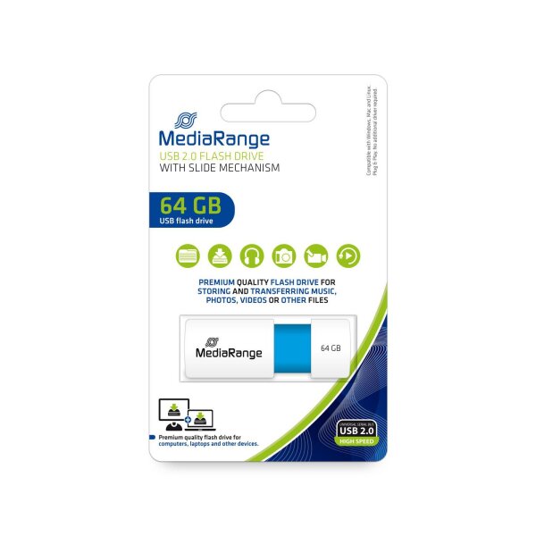 MEDIARANGE USB-Stick 64GB USB 2.0 Color Edt. hellblau