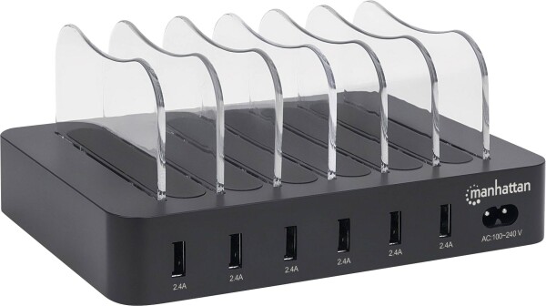 MANHATTAN 6-Port USB-Ladestation 2,4A, schwarz