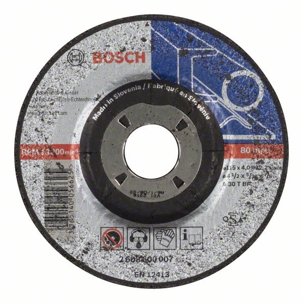 BOSCH Schruppscheibe gekröpft Expert for Metal A 30 T BF, 115 mm, 22,23 mm, 4 mm (2608600007)