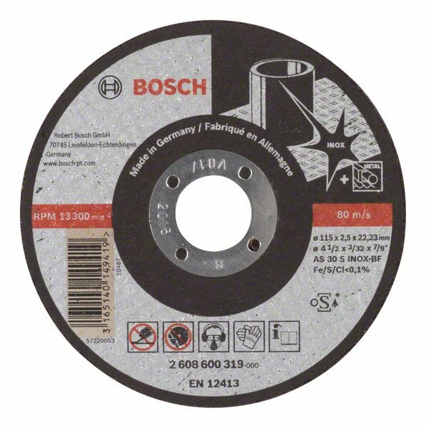 BOSCH Accessories 2608600319 2608600319 Trennscheibe gerade 115 mm 22.23 mm 1 St.