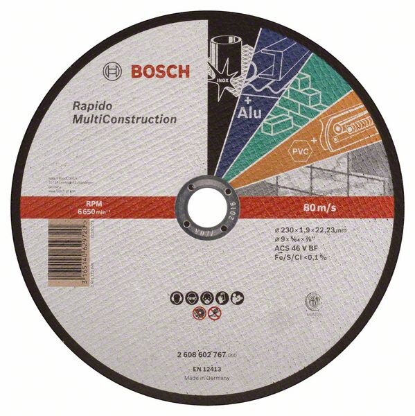 BOSCH Accessories 2608602767 2608602767 Trennscheibe gerade 230 mm 22.23 mm 1 St.