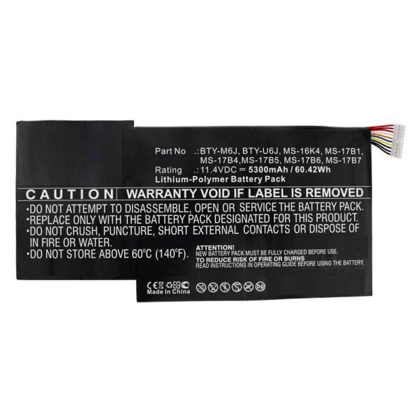 EET Laptop Battery for MSI 65Wh