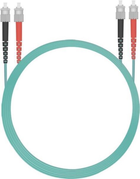 HELOS LWL Patchkabel ST/ST Duplex 50/125µm OM3 aqua 15,0m