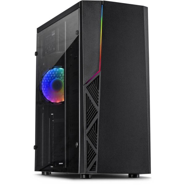 INTERTECH Gaming-Gehäuse B-02 120mm RGB-Luefter LED-Streifen retail - ATX - USB 2.0 (88881330)