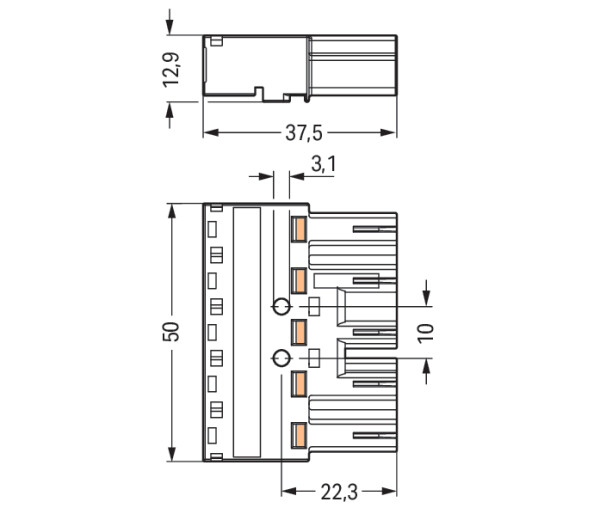 WAGO Netz-Steckverbinder Serie (Netzsteckverbinder) WINSTA MIDI Stecker, gerade Gesamtpolzahl: 5 25