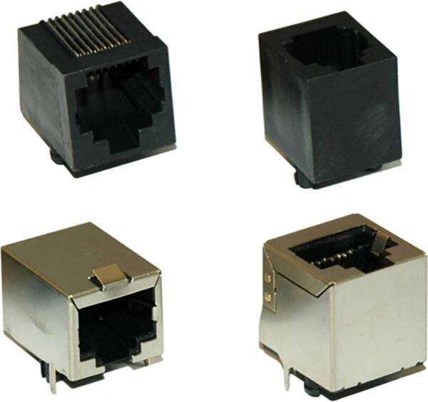 ENCITECH RJ45-Steckverbinder Buchse, Einbau vertikal RJJ-64NF-V Schwarz encitech 2101-0110-14 1 St.