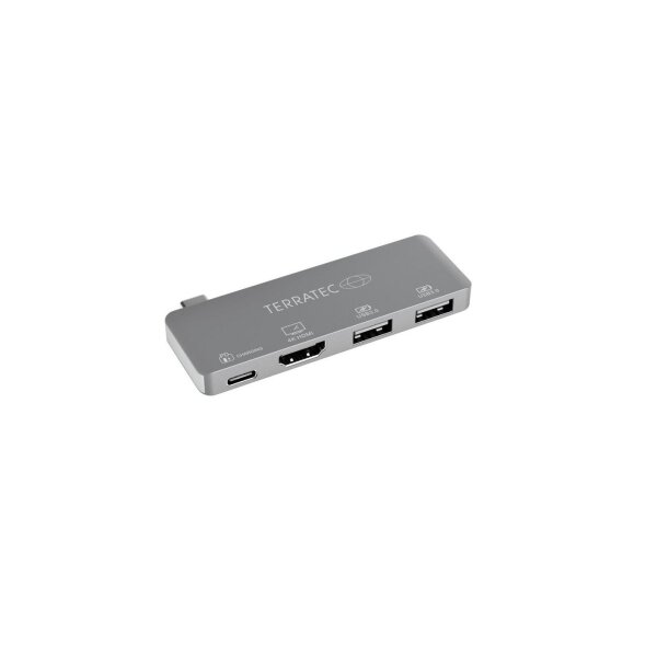 TERRATEC Aluminium USB Type-C Adapter mit USB-C PD HDMI 2x USB 3.0 Ports