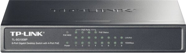 TP-LINK 8-Port Gigabit Desktop Switch with  4-Port PoE 55 W PoE Power, Desktop Steel Case