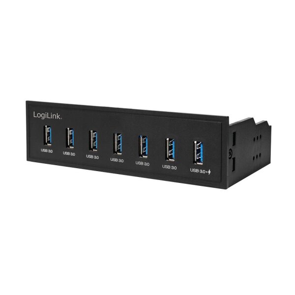 LOGILINK USB HUB 3.0, 7-Port, 5,25"" intern + Schnelladeport