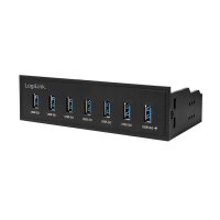 LOGILINK USB HUB 3.0, 7-Port, 5,25"" intern +...