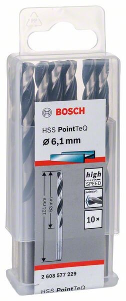 BOSCH HSS-Spiralbohrer PointTeQ 6,1 mm 2608577229 10Metallspiralbohrer HSS