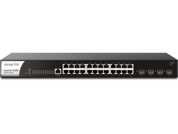 DRAYTEK VigorSwitch G-2280X 28-Port Gigabit Layer 2+ Managed 10G Switch. 24 Gigabit Ethernet Ports +